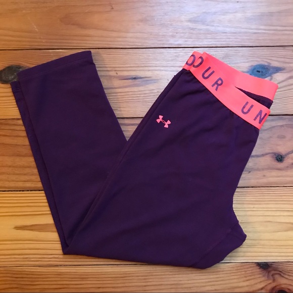 Under Armour Maroon Orange Capris Leggings, EUC, M - Picture 10 of 10